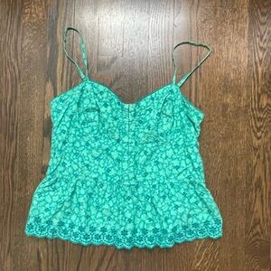 American Eagle Women's Green Floral Top